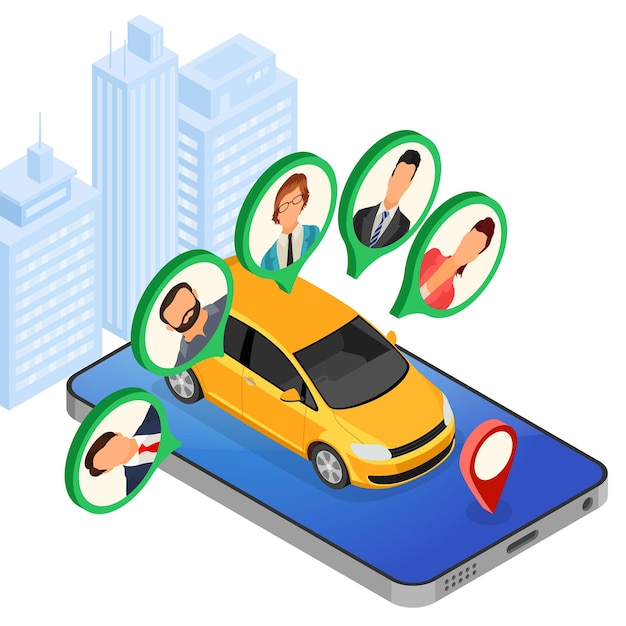 Vettore concetto di servizio di car sharing