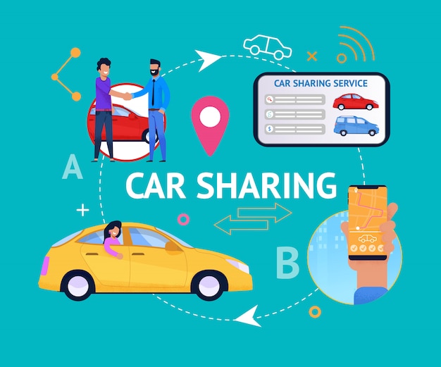 Vettore ciclo di servizio di car sharing.