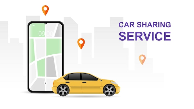 Servizio di car sharing con mappa del telefono