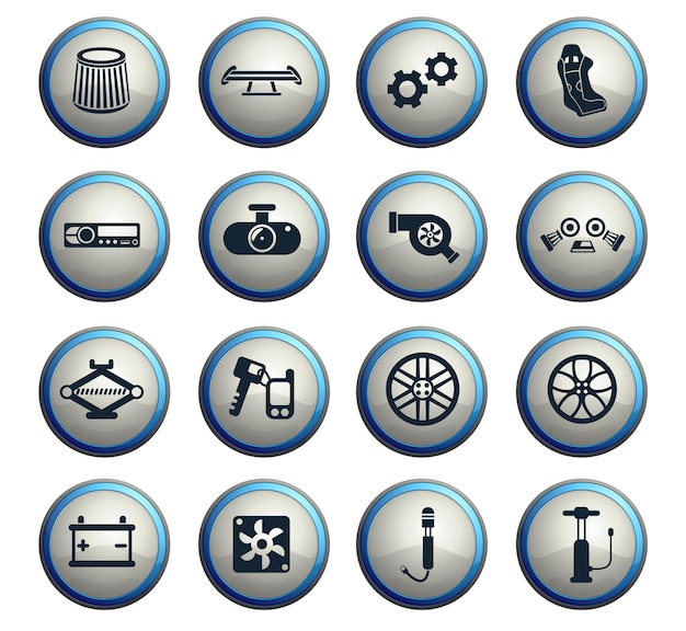 Car shop vector icons for web and user interface design