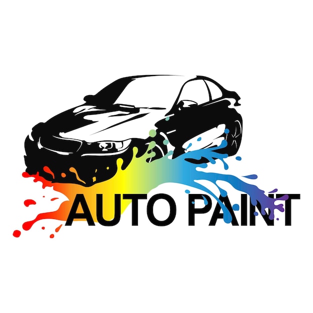 Car silhouette and colored paint symbol for car painting