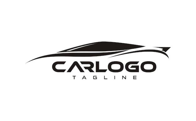 Illustrazione di vettore del garage dell'automobile di progettazione di logo di concetto della siluetta dell'automobile