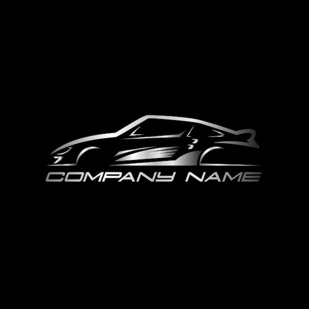 Vector car silhouette logo with silver color