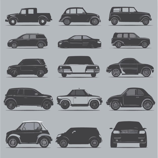 Vector car silhouettes vector on a white background