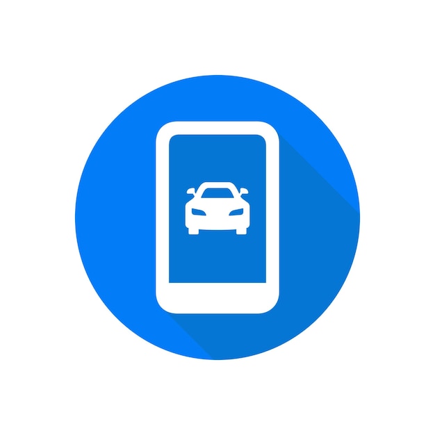 Car on smartphone screen Car selling app vector icon