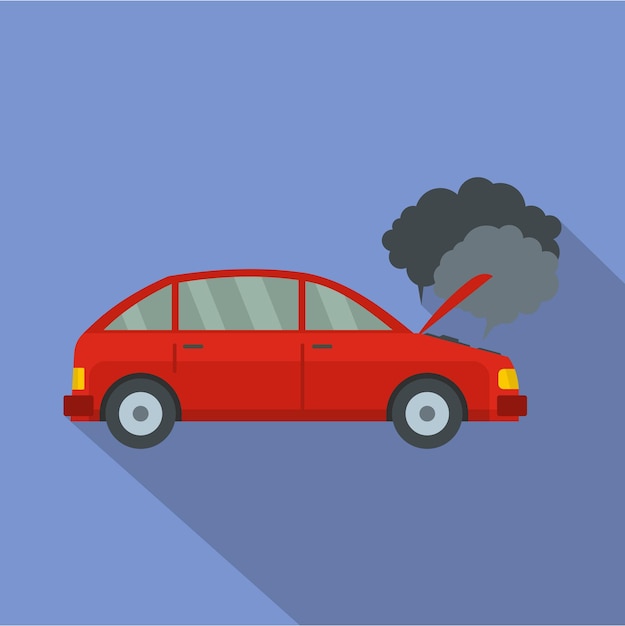 Vector car in smoke icon flat illustration of car in smoke vector icon for web