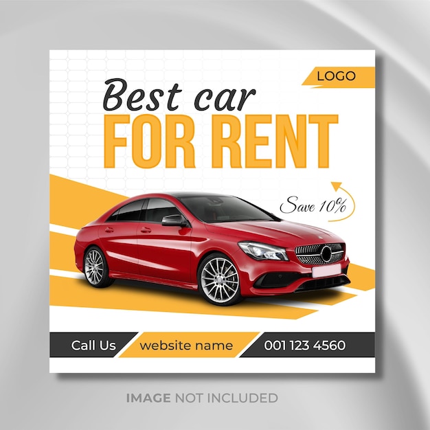 Vector car social media instagram post or facebook square web banner advertising template