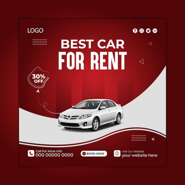 Vector car social media post or advertising template