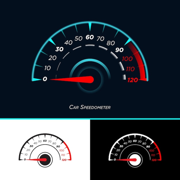 Premium Vector Car Speedometer or tachometer neon led light gauge