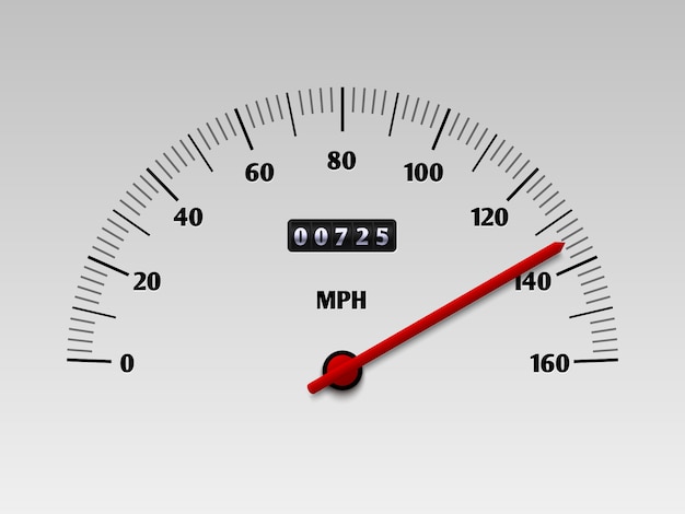 Car speedometer with speed level scale or tachometer vector illustration isolated