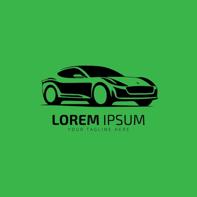 Икона логотипа стоящего автомобиля векторный символ силуэта изолирован на зеленом фоне