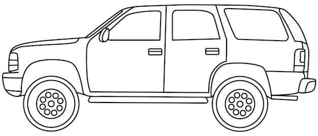 Вектор Автомобильный универсал линейный рисунок