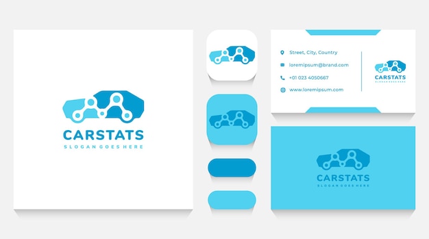 Car statistics and technology logo template and business card