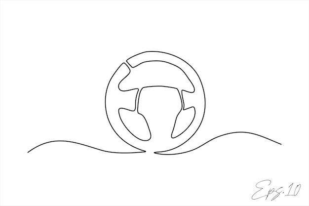 car steering wheel continuous line vector illustration