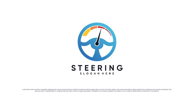 Car steering wheel and rpm icon logo vector illustration with creative concept Premium Vector