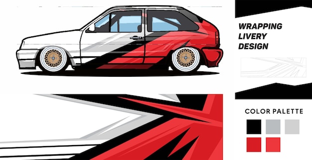 자동차 스티커 랩 디자인 벡터 그래픽 추상 라인 레이싱 차량용 키트 디자인