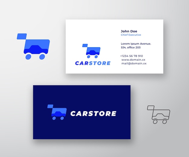 Автомобильный магазин абстрактный векторный знак или логотип и шаблон визитной карточки