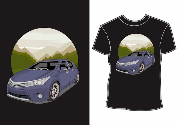 Car themed T-shirt , sport racing model cars on the edge of town