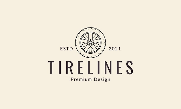 Vector car tire line with wheel rim logo design vector icon symbol graphic illustration