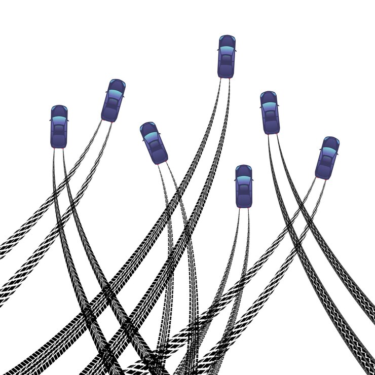 Vector car tire tracks vertical