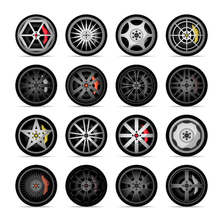 Vector 車のチタンリムアイコンコレクション