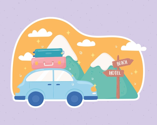 Vector car travel landscape