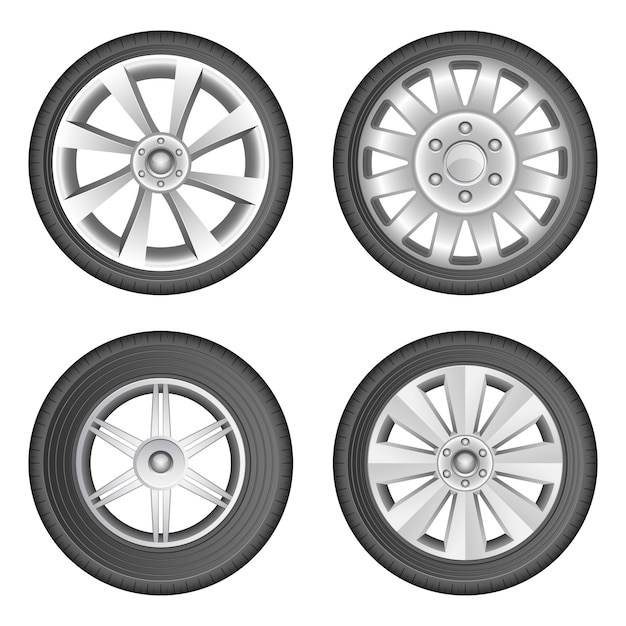 白い背景で隔離の車タイヤイラスト