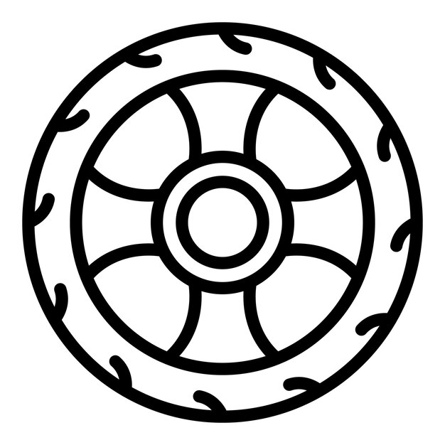 Car tyre wheel icon outline vector tire rim alloy chrome