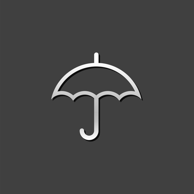 Vector car and umbrella icon in metallic grey color styleinsurance protection