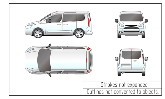 Contorni del disegno del furgone dell'auto non convertiti in oggetti