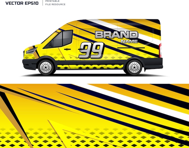 Vector car van wrap design for company decal wrap and sticker abstract stripe background kit designs for van wrap vehicle