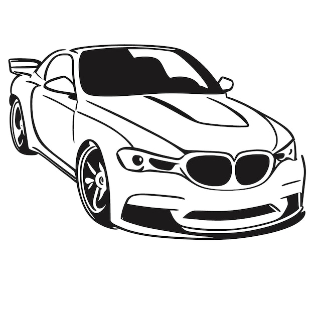 Car vector illustration doodle line art