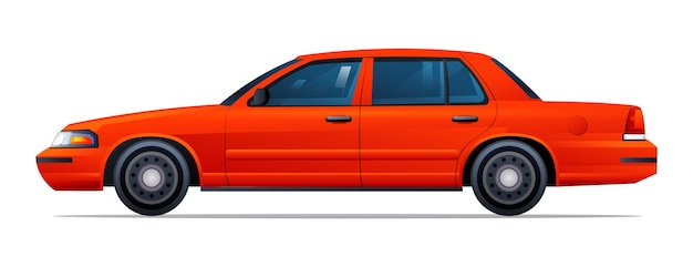 Вектор Векторная иллюстрация автомобиля красный седан, вид сбоку на белом фоне