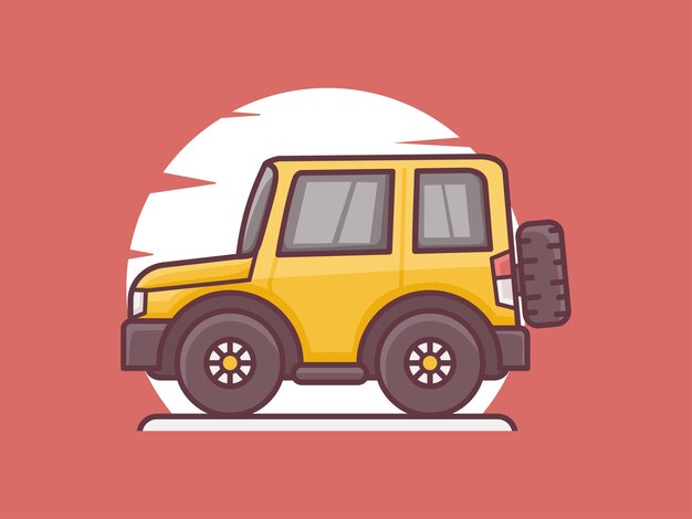 Car vector illustration with outline style