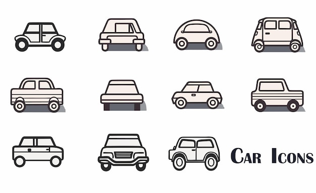 Car vector line icon set