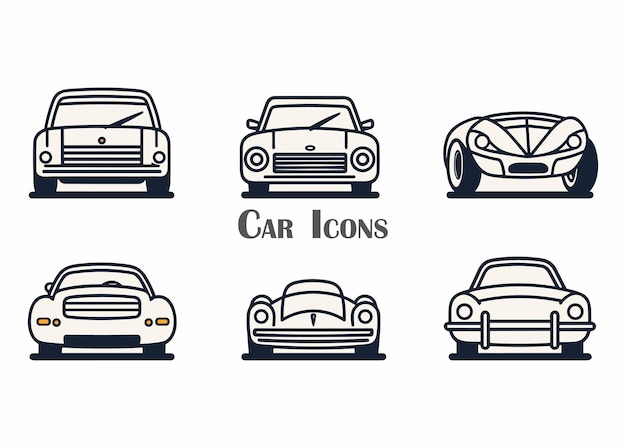 Car vector line icon set