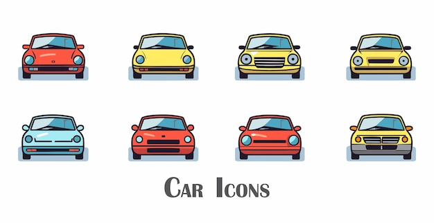 Car vector line icon set