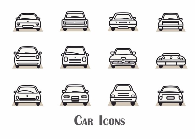 Car vector line icon set