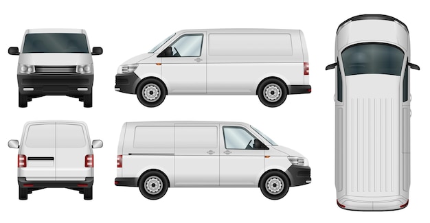 Car vector template cargo minivan isolated on white background all elements in groups on separate