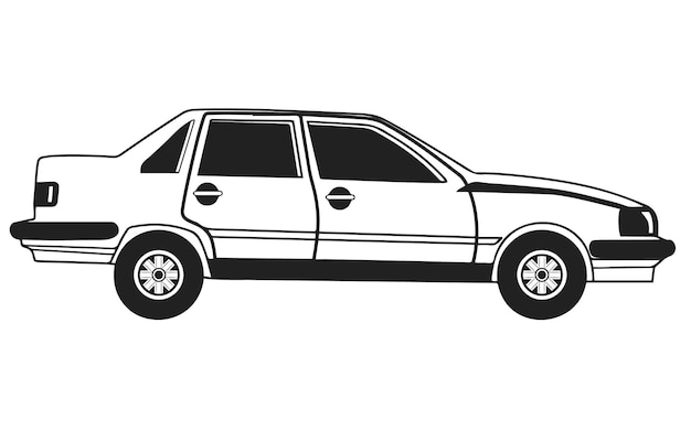 Car vehicles line art vectors silhouettes