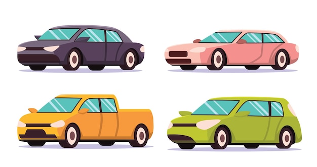 Car vehicles transport in flat style vector illustration