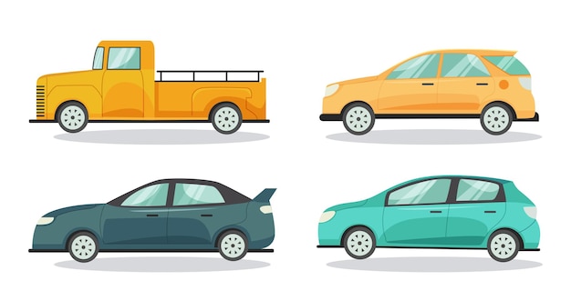Транспорт автомобилей в плоском стиле векторной иллюстрации