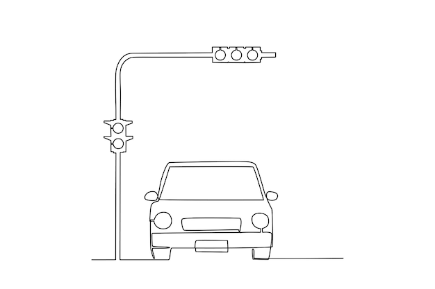 信号待ちの車 ベクトル信号機アイコン ミニマリスト交通コンセプト 大きな道の毎日の交通量