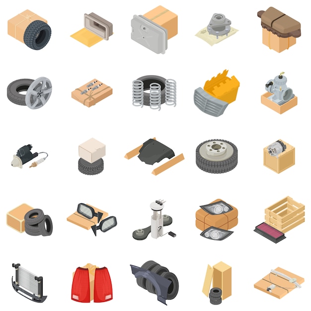 Vector car warehouse icon set