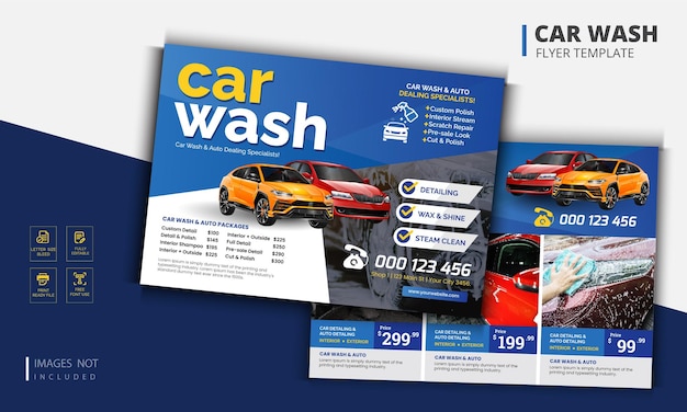 ベクトル 洗車広告チラシ ポスターとバナー テンプレート。カークリーニングチラシ
