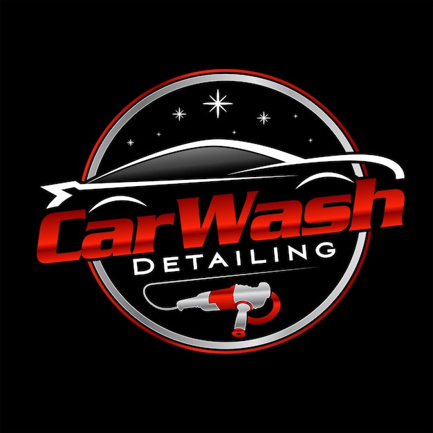 Car wash auto detailing logo design with buffer