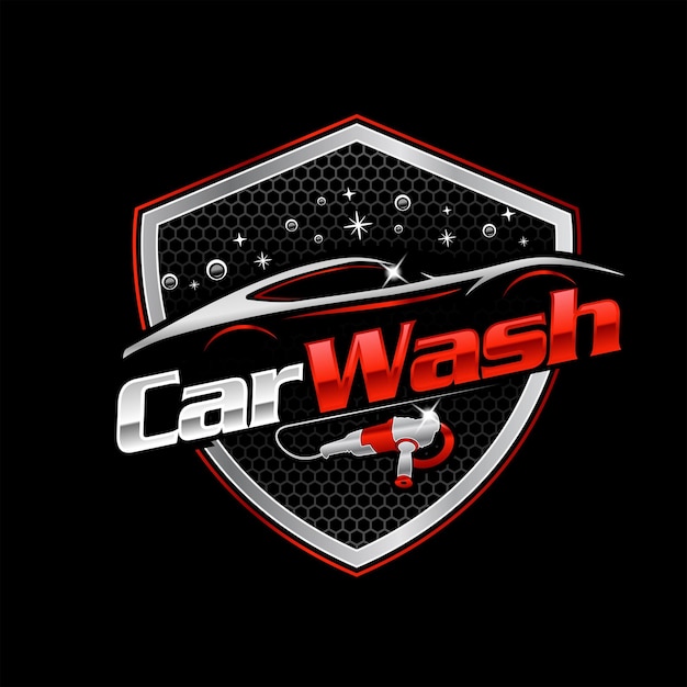 Car wash and auto detailing logo with buffer