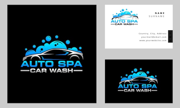 Car wash auto spa logo vector en visitekaartje ontwerpsjabloon