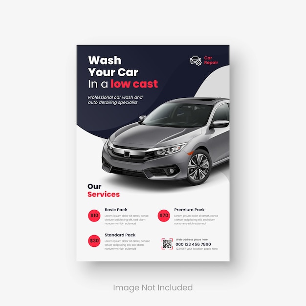 Car Wash And Car Rental Flyer Design Template