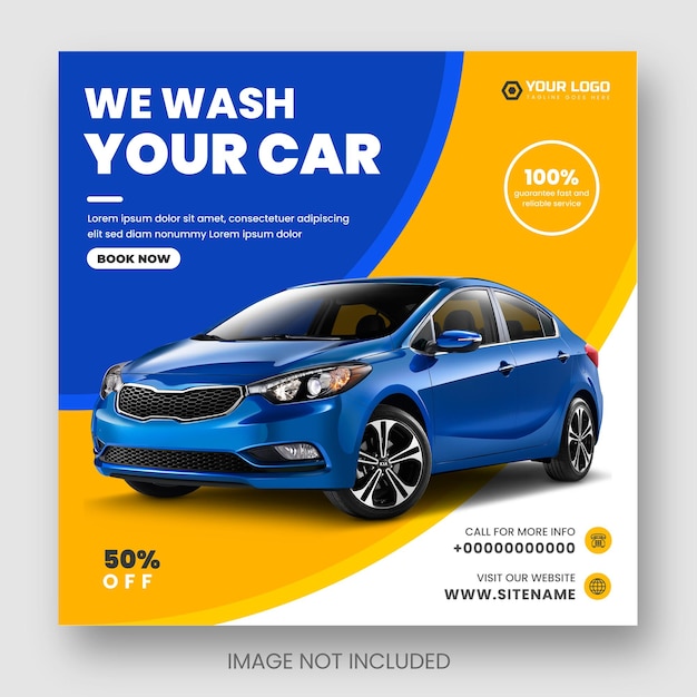 Car wash or car washing facebook or instagram social media post amp web banner design template